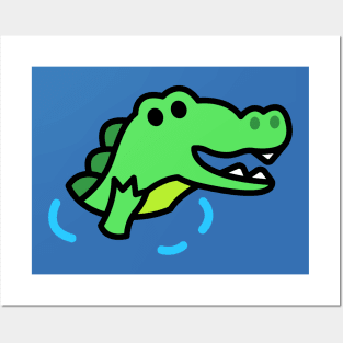 Cute and Friendly Puddle Alligator Posters and Art